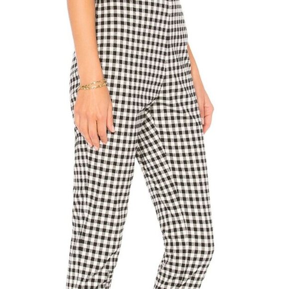 🌹SOLD🌹 superdown Gingham White/Black High-Waisted Straight Leg Pants NWOT🌹 - Picture 2 of 14